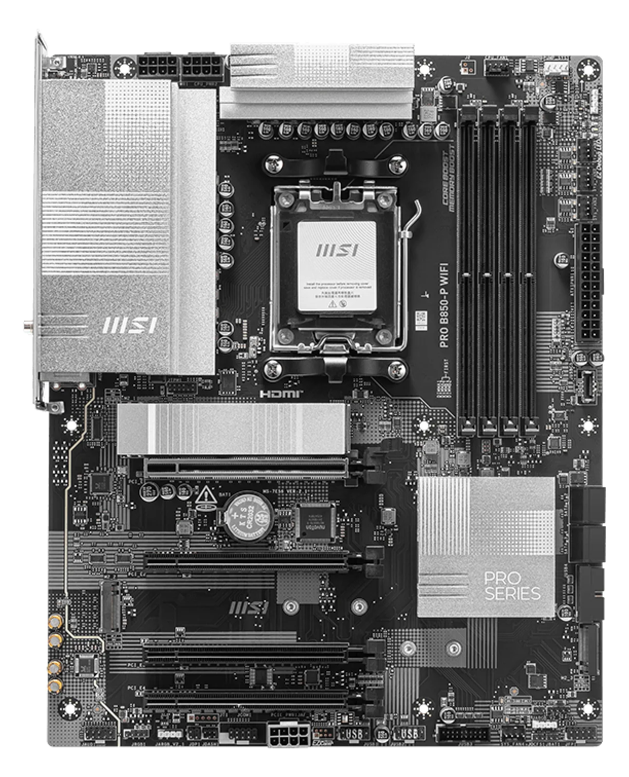 MSI PRO B850-P WIFI - Mainboard - ATX - Socket AM5 - AMD B850 Chipsatz - 5 Gigabit Ethernet, Wi-Fi 7, Ansicht 3