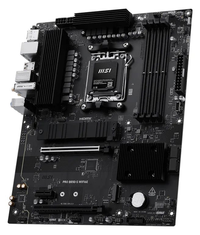 MSI PRO B850-S WIFI6E - Motherboard - ATX - Socket AM5 - AMD B850 Chipsatz - 2.5 Gigabit LAN, Wi-Fi 6E, Bluetooth, Ansicht 3