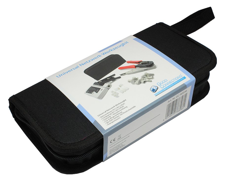 Good Connections Universal Netzwerk Werkzeug Kit 6 in 1 - inkl. 20x RJ45 Stecker/-Knickschutztüllen