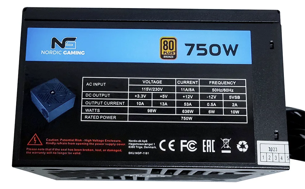 Nordic Gaming GAMING 750W PSU, Ansicht 3