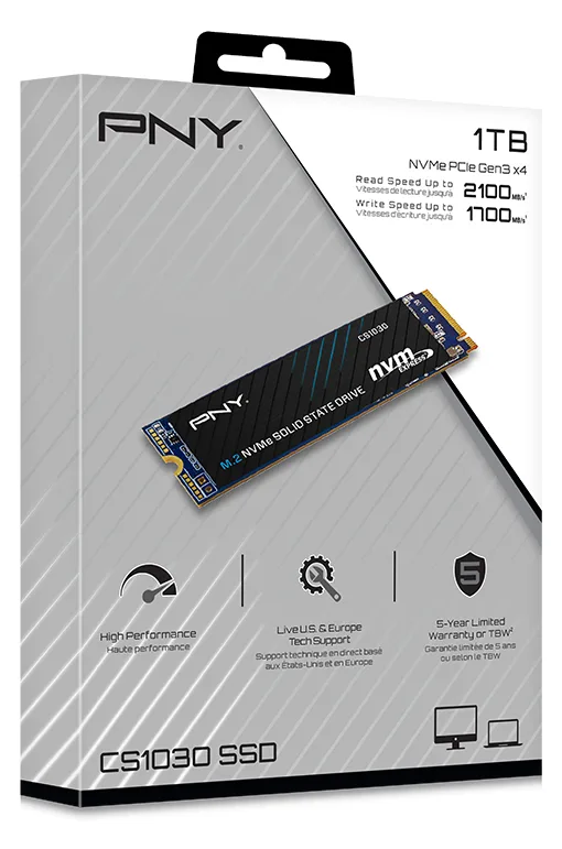 PNY CS1030 - SSD - 1 TB - intern - M.2 2280 - PCIe 3.0 x4 (NVMe), Ansicht 2