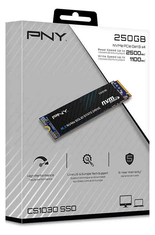 PNY CS1030 - SSD - 250 GB - intern - M.2 2280 - PCIe 3.0 x4 (NVMe), Ansicht 2