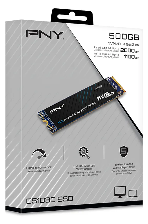 PNY CS1030 - SSD - 500 GB - intern - M.2 2280 - PCIe 3.0 x4 (NVMe), Ansicht 2