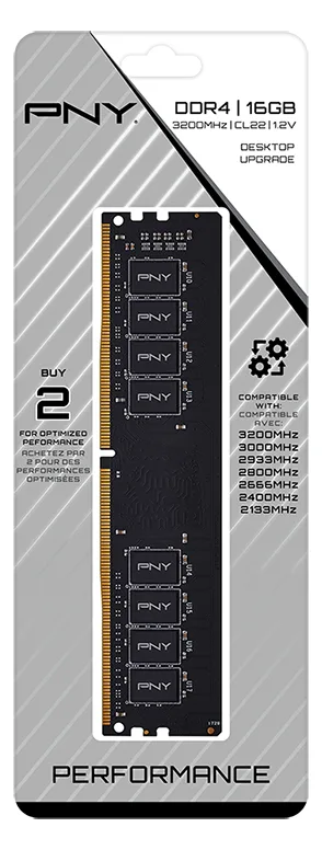 PNY DDR4 - Modul - 16 GB - DIMM 288-PIN - 3200 MHz / PC4-25600, Ansicht 3