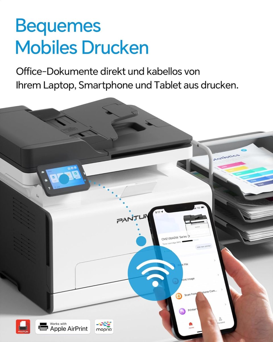PANTUM CM2100ADW Farblaserdrucker Multifunktionsgerät, Drucker Scanner Kopierer 3in1 mit ADF, WLAN, Ethernet, USB, Automatischer Duplexdruck, 20ppm (Upgrade-Version) — Bild 2