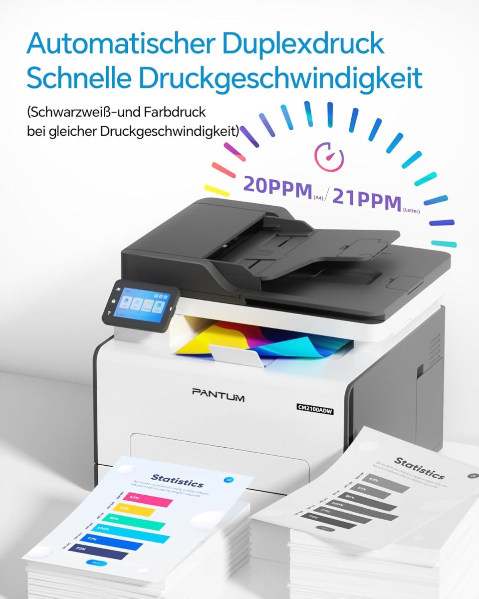 PANTUM CM2100ADW Farblaserdrucker Multifunktionsgerät, Drucker Scanner Kopierer 3in1 mit ADF, WLAN, Ethernet, USB, Automatischer Duplexdruck, 20ppm (Upgrade-Version) — Bild 3