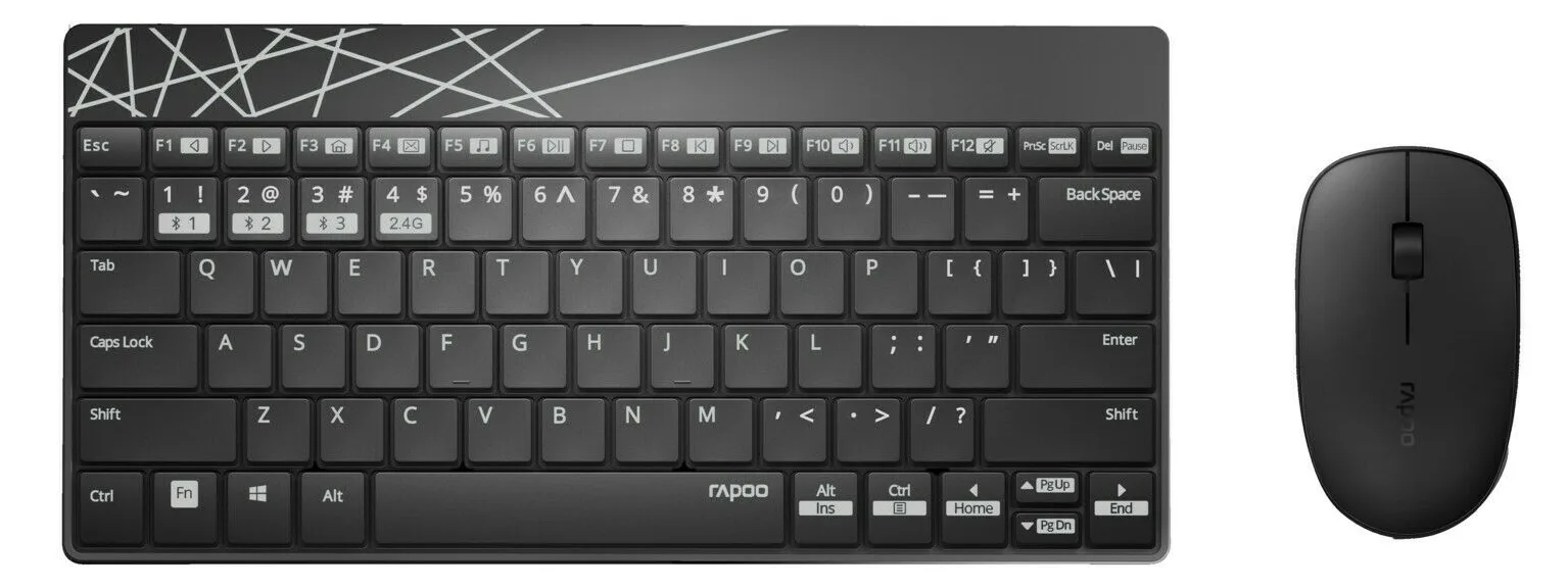 Rapoo 8000M - Tastatur-und-Maus-Set - kabellos - TL: Deutsch, QWERTZ, Ansicht 3
