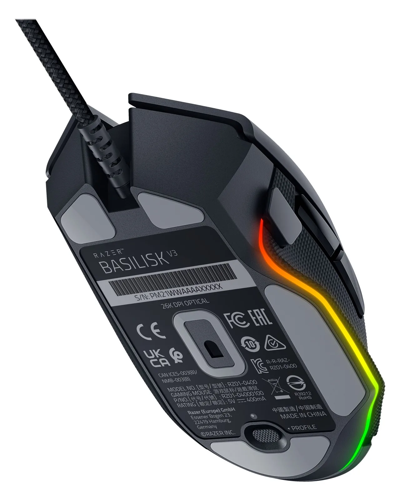 Razer Basilisk V3 - Maus - ergonomisch - Für Rechtshänder, Ansicht 5
