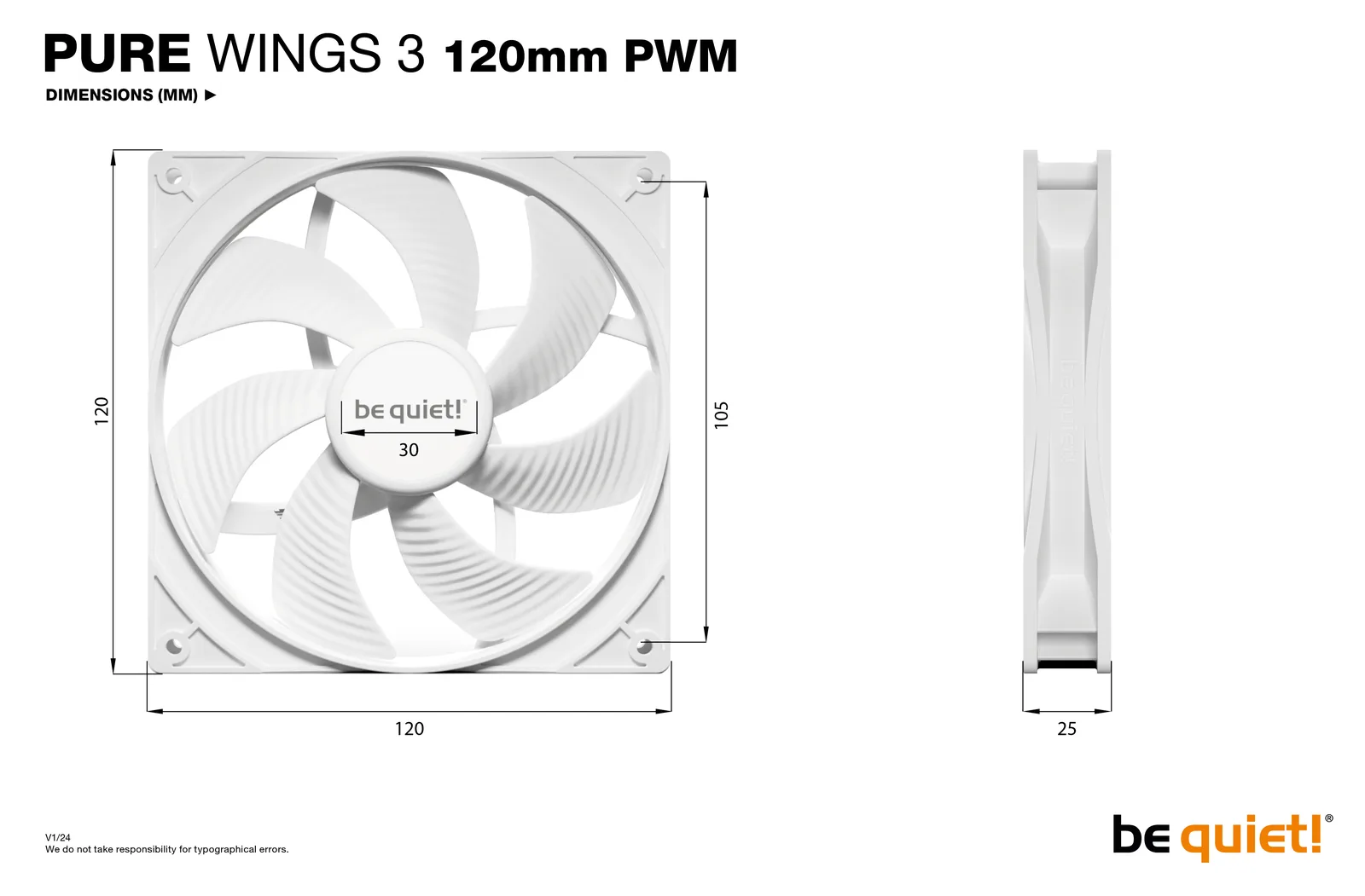 Revoltec be quiet! Pure Wings 3 - Gehäuselüfter - PWM - 120 mm, Ansicht 2