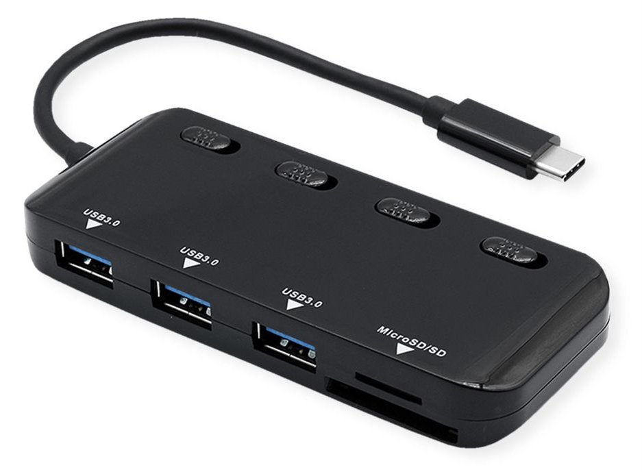 ROLINE 14.02.5059 - USB 3.2 Gen 1 (3.1 Gen 1) Type-C - Schwarz - MicroSD (TransFlash) - USB 3.2 Gen 1 (3.1 Gen 1)
