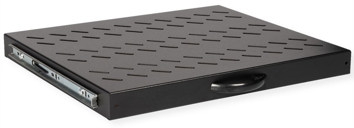 ROLINE 19 Zoll Fachboden 1 HE ausziehbar 350 T 25 kg schwarz von LumaTech