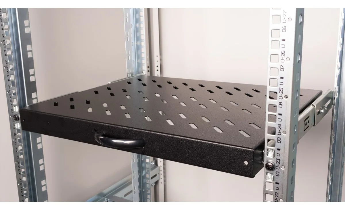 ROLINE 19 Zoll Fachboden 1 HE ausziehbar 350 T 25 kg schwarz, Ansicht 4