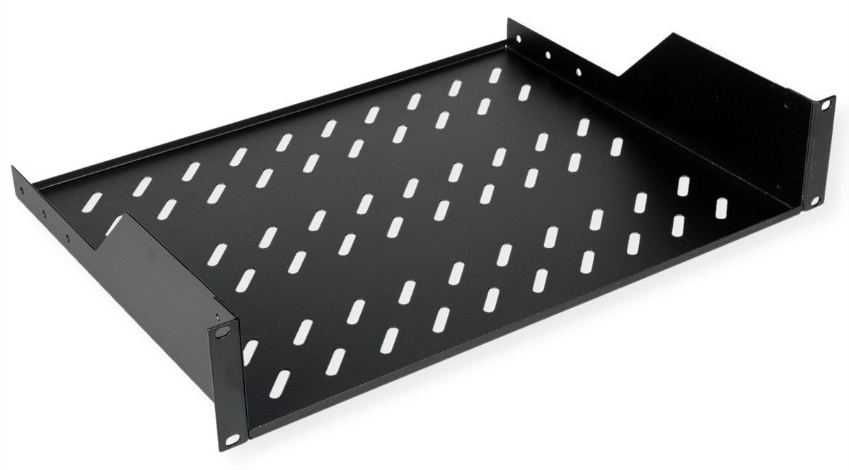 ROLINE 19 Zoll Fachboden 2 HE 350 T 25kg Tragkraft schwarz von LumaTech
