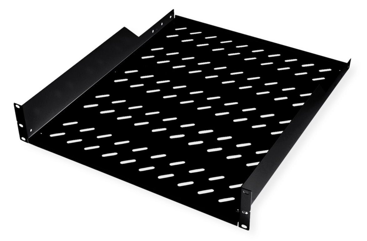 ROLINE 19 Zoll Fachboden 2 HE 550 T 25kg Tragkraft schwarz von LumaTech