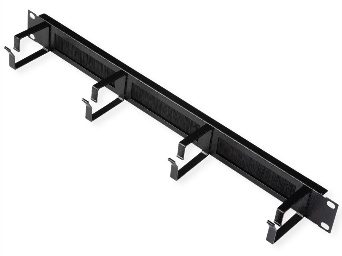 ROLINE 19 Zoll Rangierpanel 1 HE mit Bürstenleiste 44x60mm schwarz von LumaTech