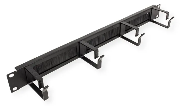 ROLINE 19 Zoll Rangierpanel 1 HE mit Bürstenleiste 44x60mm schwarz, Ansicht 3
