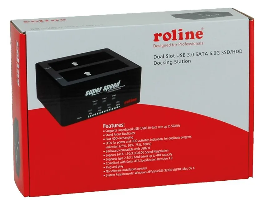 ROLINE HDD-Dockingstation Schächte: 2 - 2.5, 3.5 (6.4 cm, 8.9 cm), Ansicht 2