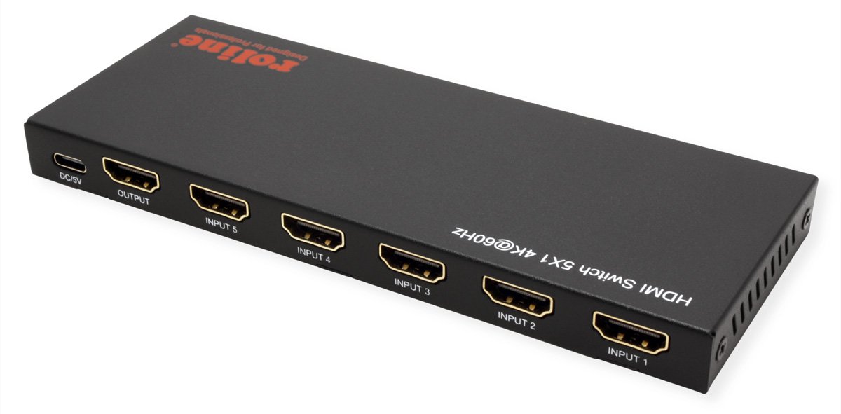 ROLINE HDMI Switch 5fach 4K60Hz HDCP2.3+ IR Fernbd.