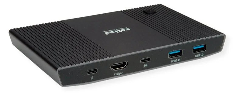 ROLINE KVM Switch 2fach/Dock USB-C+ HDMI USB 2x A+1x C - KVM-Umschalter - USB Typ C, Ansicht 3