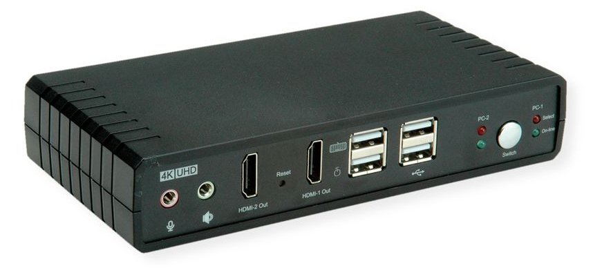 ROLINE KVM Switch Dual Head 1U-2PCs HDMI 4K60 - KVM-Umschalter