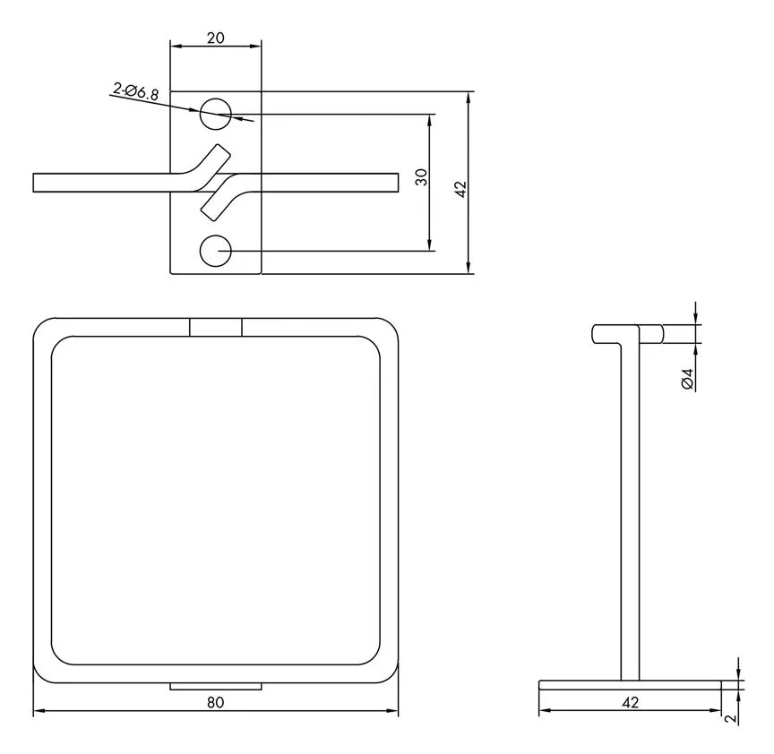 ROLINE Metallkabeloese vertikal 80x80mm Öffnung vorn Befestigung mittig, Ansicht 2