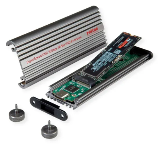 ROLINE Speichergehäuse - M.2 - M.2 NVMe Card - USB 3.2 (Gen 2x2), Ansicht 2