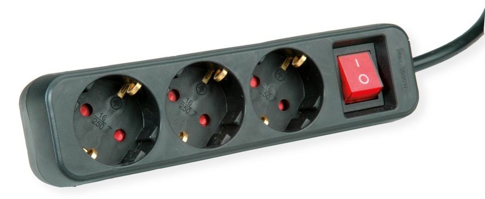 ROLINE Steckdosenleiste - Wechselstrom 250 V - 3600 Watt - Eingabe, Eingang CEE 7/4 - Ausgangsanschlüsse: 3