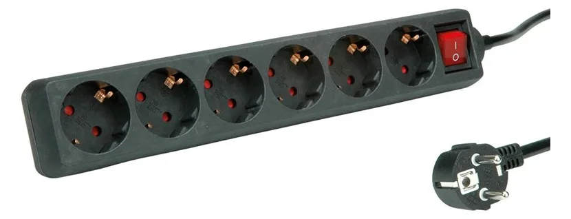 ROLINE Steckdosenleiste - Wechselstrom 250 V - 3600 Watt - Eingabe, Eingang CEE 7/4 - Ausgangsanschlüsse: 6 - 6 m, Ansicht 3