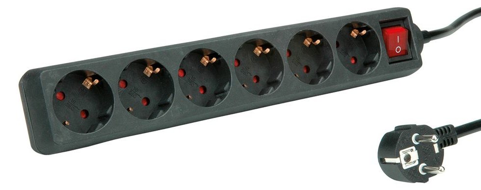 ROLINE Steckdosenleiste - Wechselstrom 250 V - 3600 Watt - Eingabe, Eingang CEE 7/4 - Ausgangsanschlüsse: 6