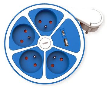 ROLINE UTE Tischsteckdosenlei. 4x+Sw. 1x A+ C CEE7/7 Blau 1.5m - Steckdosenleiste von LumaTech