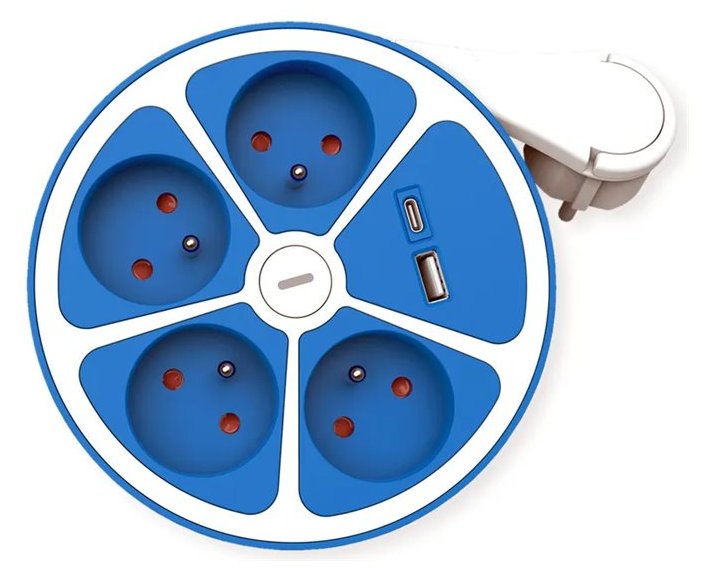 ROLINE UTE Tischsteckdosenlei. 4x+Sw. 1x A+ C CEE7/7 Blau 1.5m - Steckdosenleiste