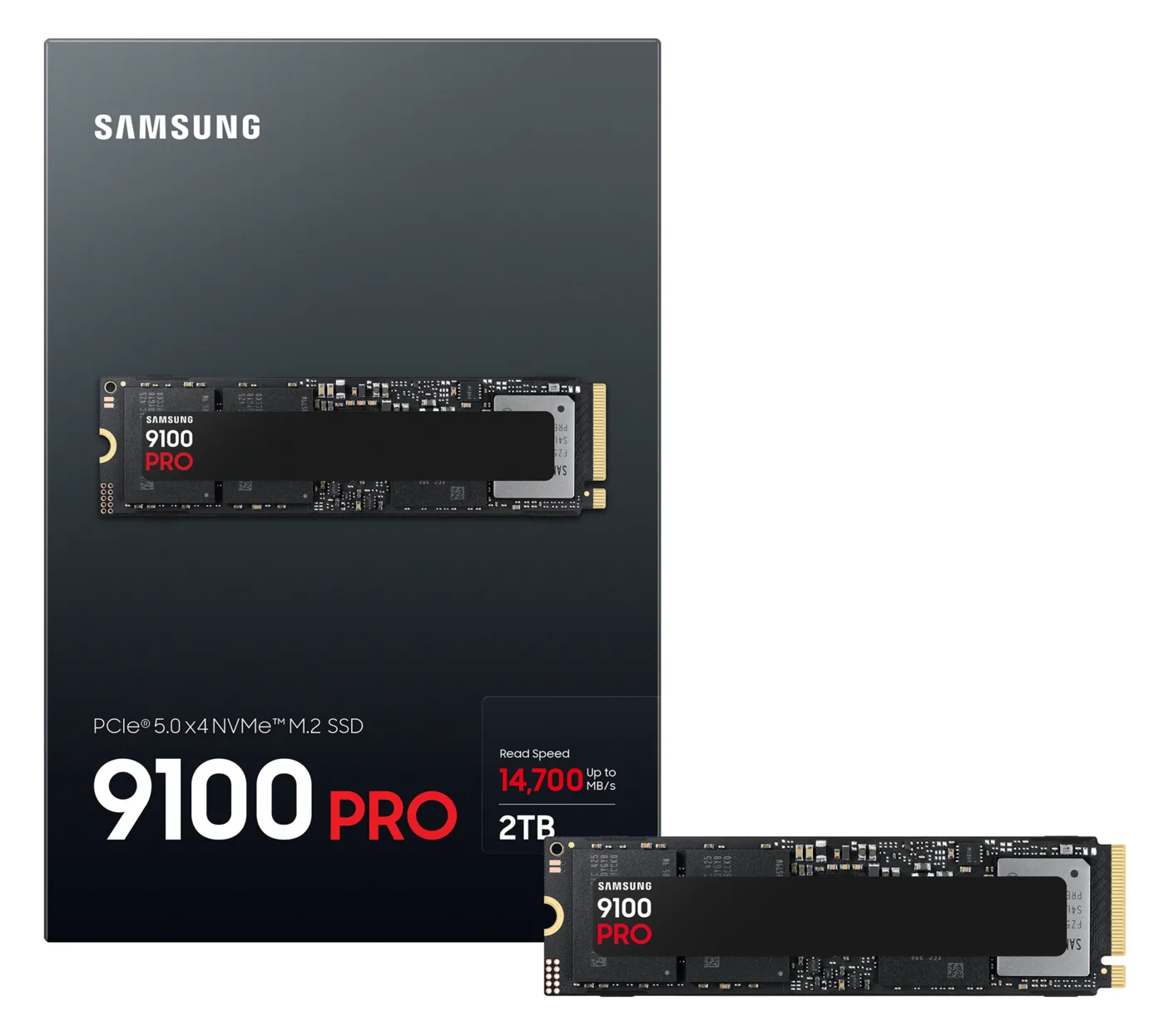Samsung 9100 PRO SSD NVMe M.2 2TB PCIe 5.0 14.800 MB/s Lesen 13.400 Schreiben Interne, Ansicht 3