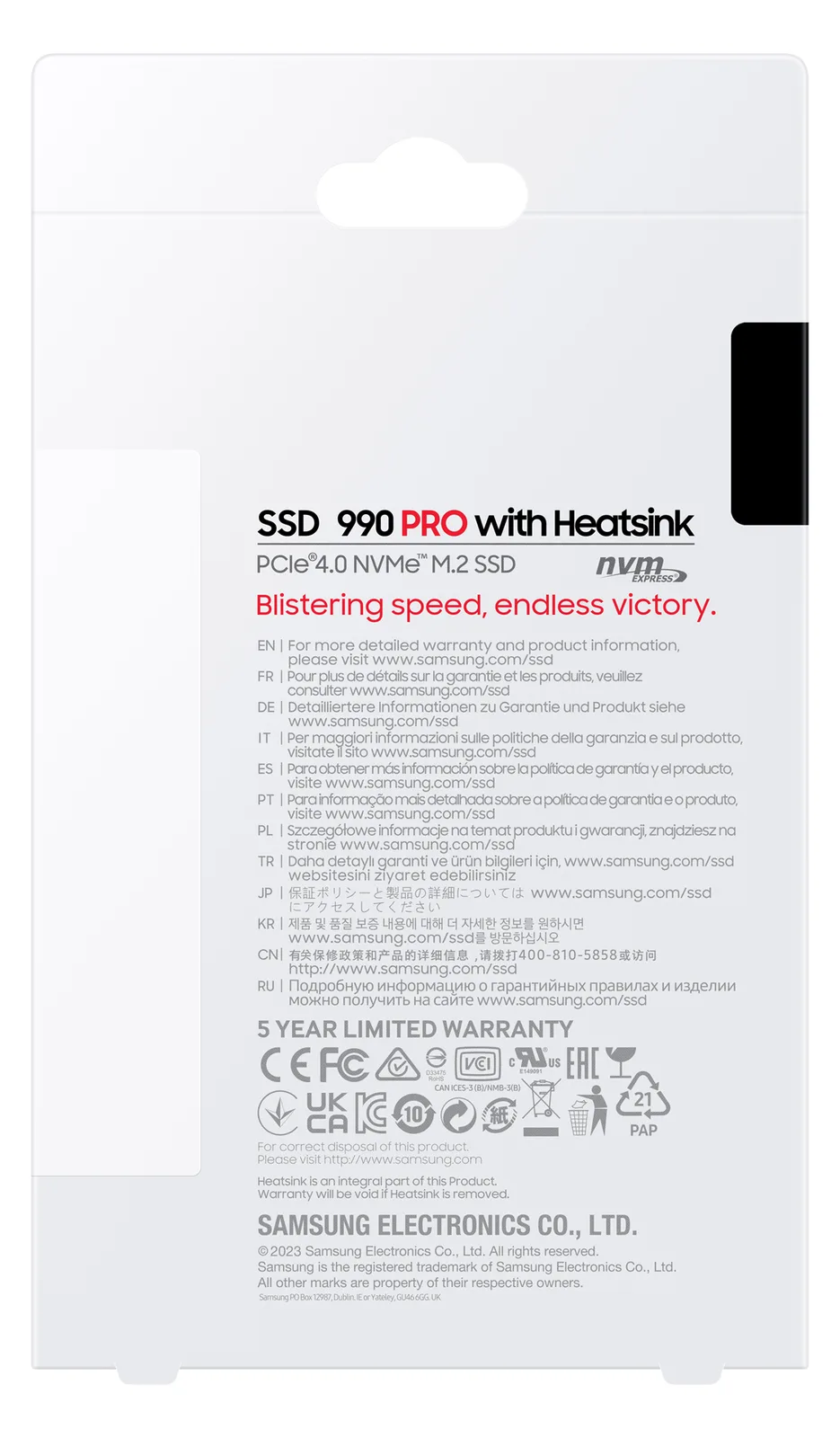 Samsung 990 PRO MZ-V9P1T0GW - SSD - verschlüsselt - 1 TB - intern - M.2 2280 - PCIe 4.0 x4 (NVMe), Ansicht 2