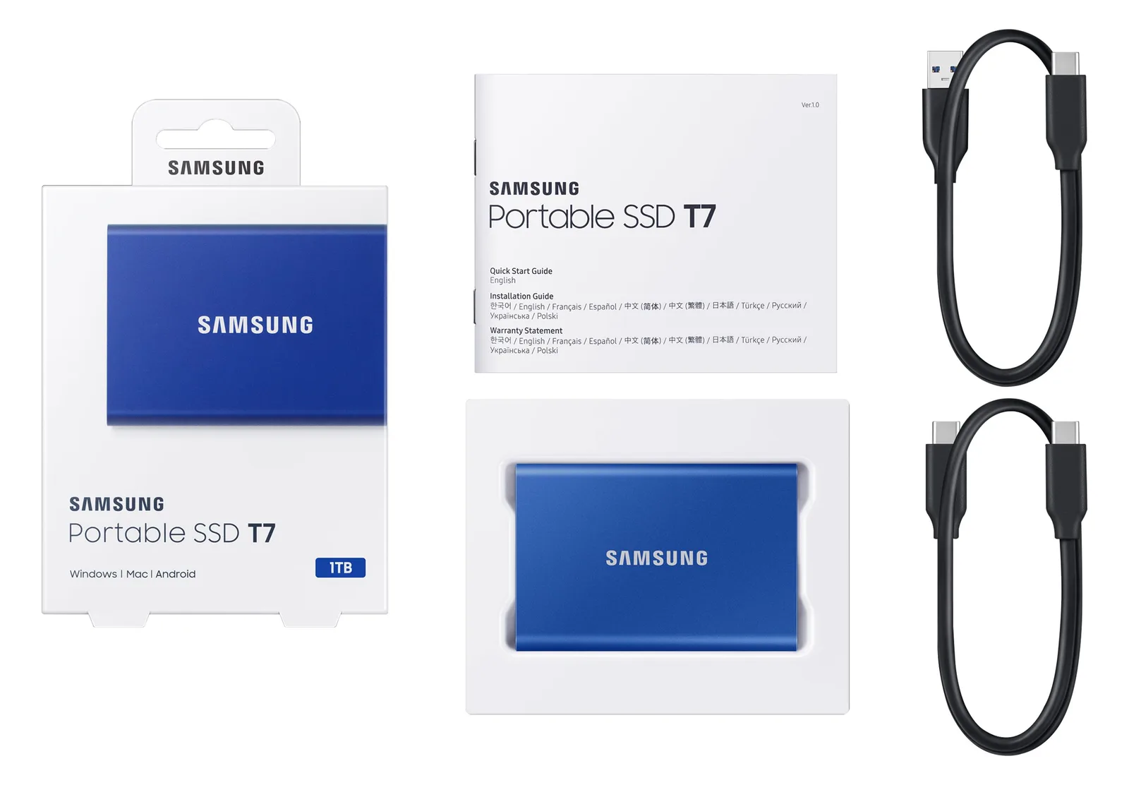 Samsung T7 MU-PC1T0H - SSD - verschlüsselt - 1 TB - extern (tragbar), Ansicht 3