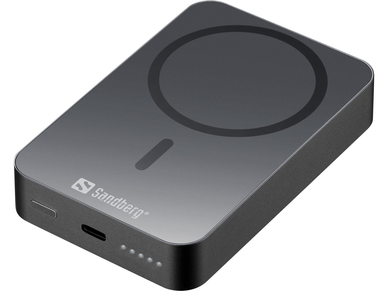 SANDBERG 1000 ALU - Induktive Power Bank - Li - 10000 mAh - 38.5 Wh - 20 Watt - 3 A (24 pin USB-C)