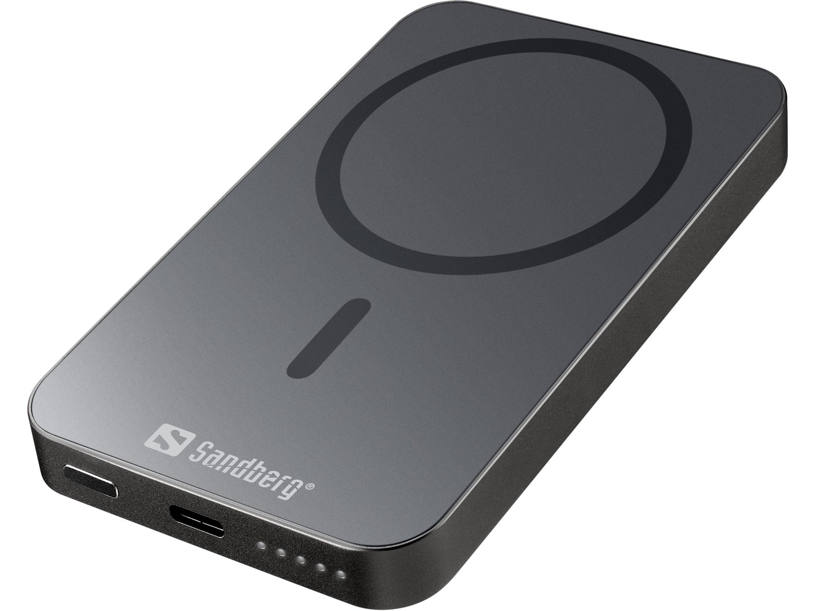 SANDBERG 5000 ALU - Induktive Power Bank - Li - 5000 mAh - 19.25 Wh - 20 Watt - 3 A (24 pin USB-C)