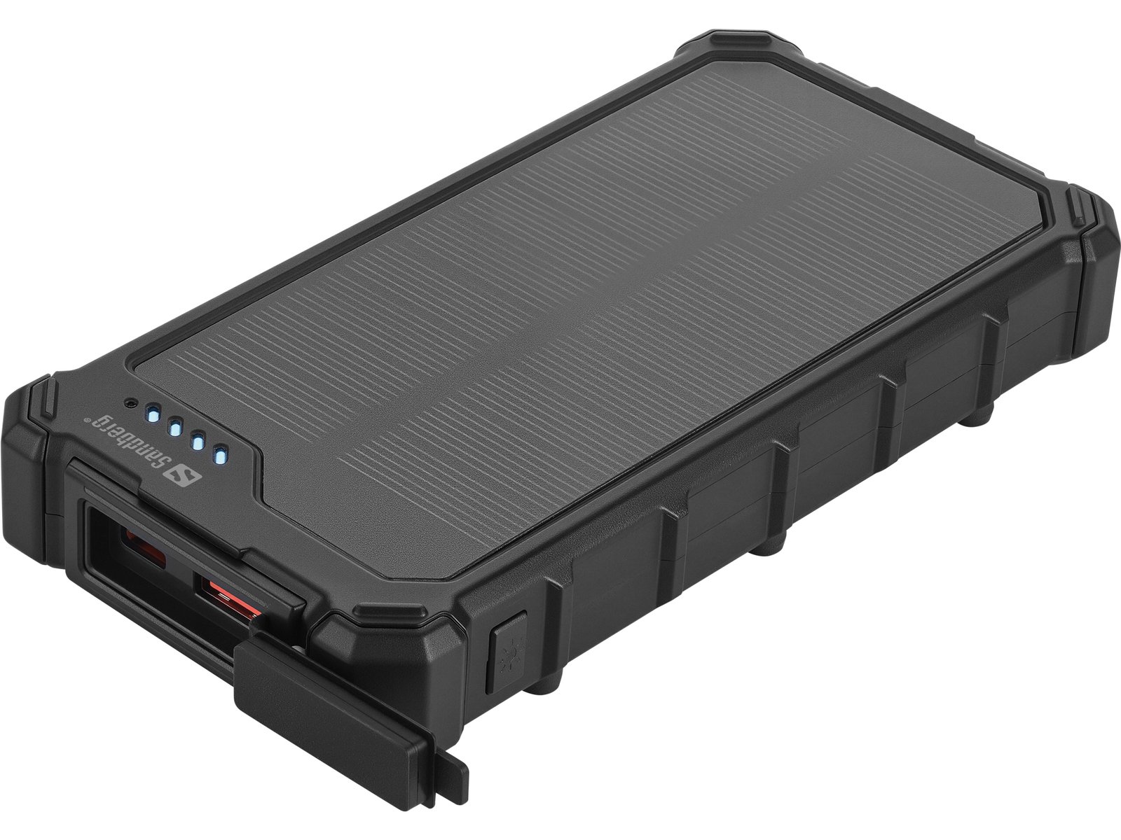 SANDBERG Active - Solar-Powerbank - 10000 mAh - 37 Wh - 22.5 Watt - 3 A - PD/PPS - 2 Ausgänge (USB, 24 pin USB-C)