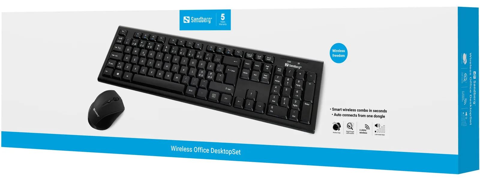 SANDBERG DesktopSet - Tastatur-und-Maus-Set - kabellos - TL: Nordisch, QWERTY, Ansicht 2
