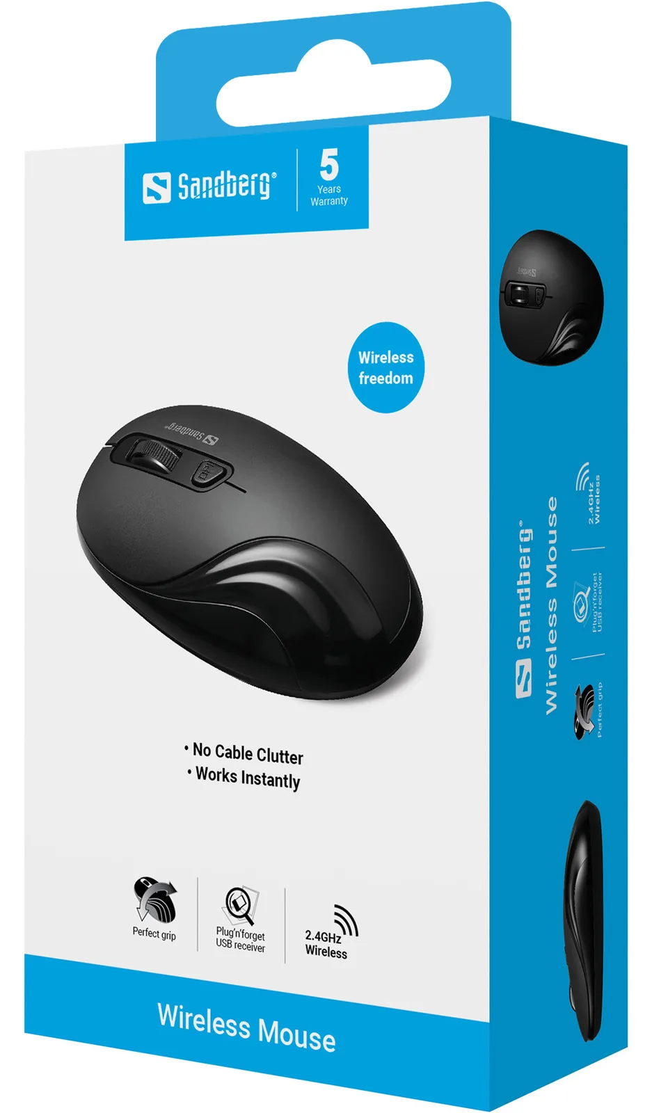 SANDBERG Maus - optisch - 4 Tasten - kabellos - 2.4 GHz - kabelloser Empfänger (USB), Ansicht 2
