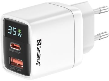 SANDBERG Netzteil - 2-in-1 - 35 Watt - 3 A - PD 3.0, Quick Charge 3.0 - 2 Ausgabeanschlussstellen (USB, 24 pin USB-C) von LumaTech