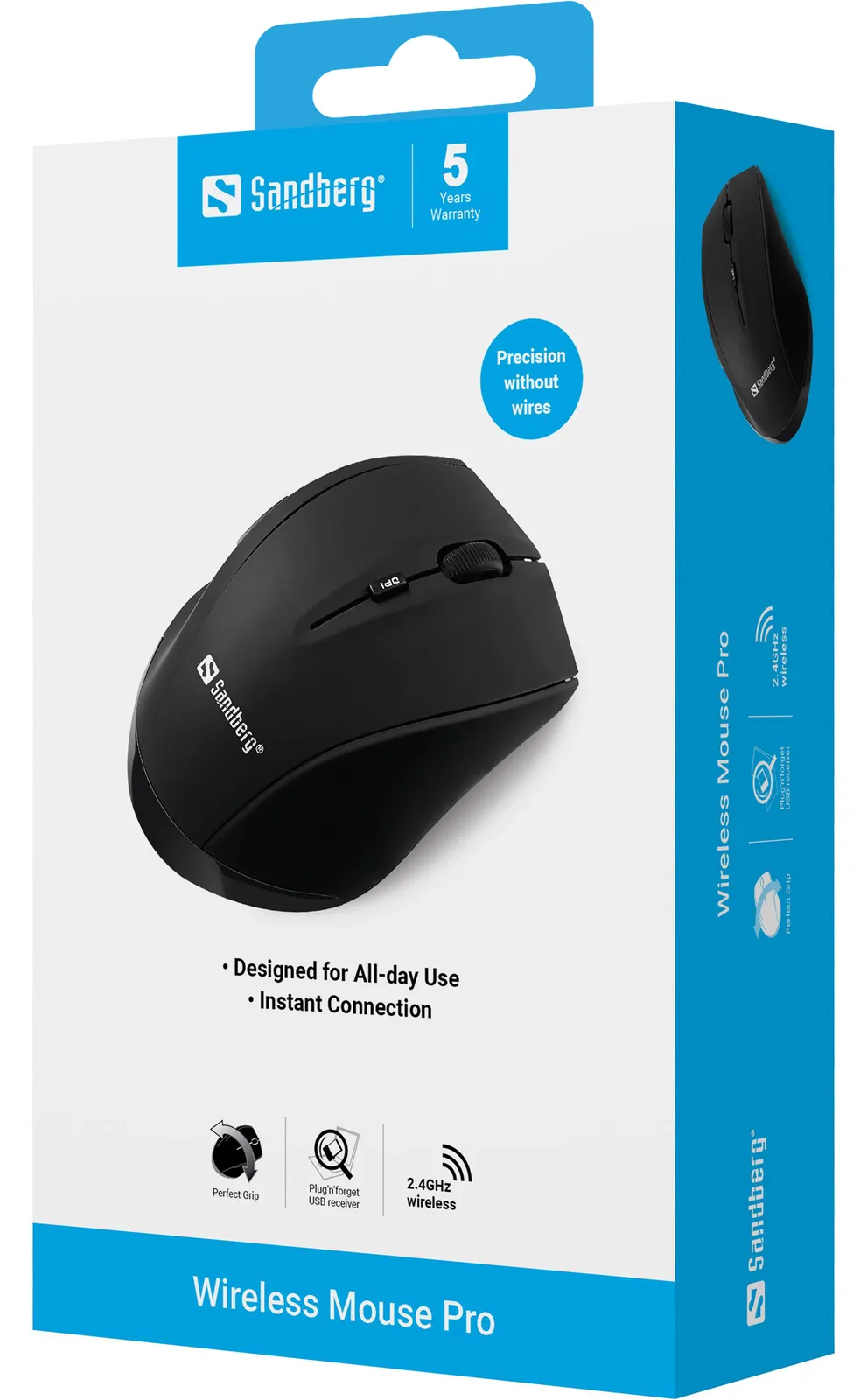 SANDBERG Pro - Maus - 5 Tasten - kabellos - 2.4 GHz - kabelloser Empfänger (USB), Ansicht 2