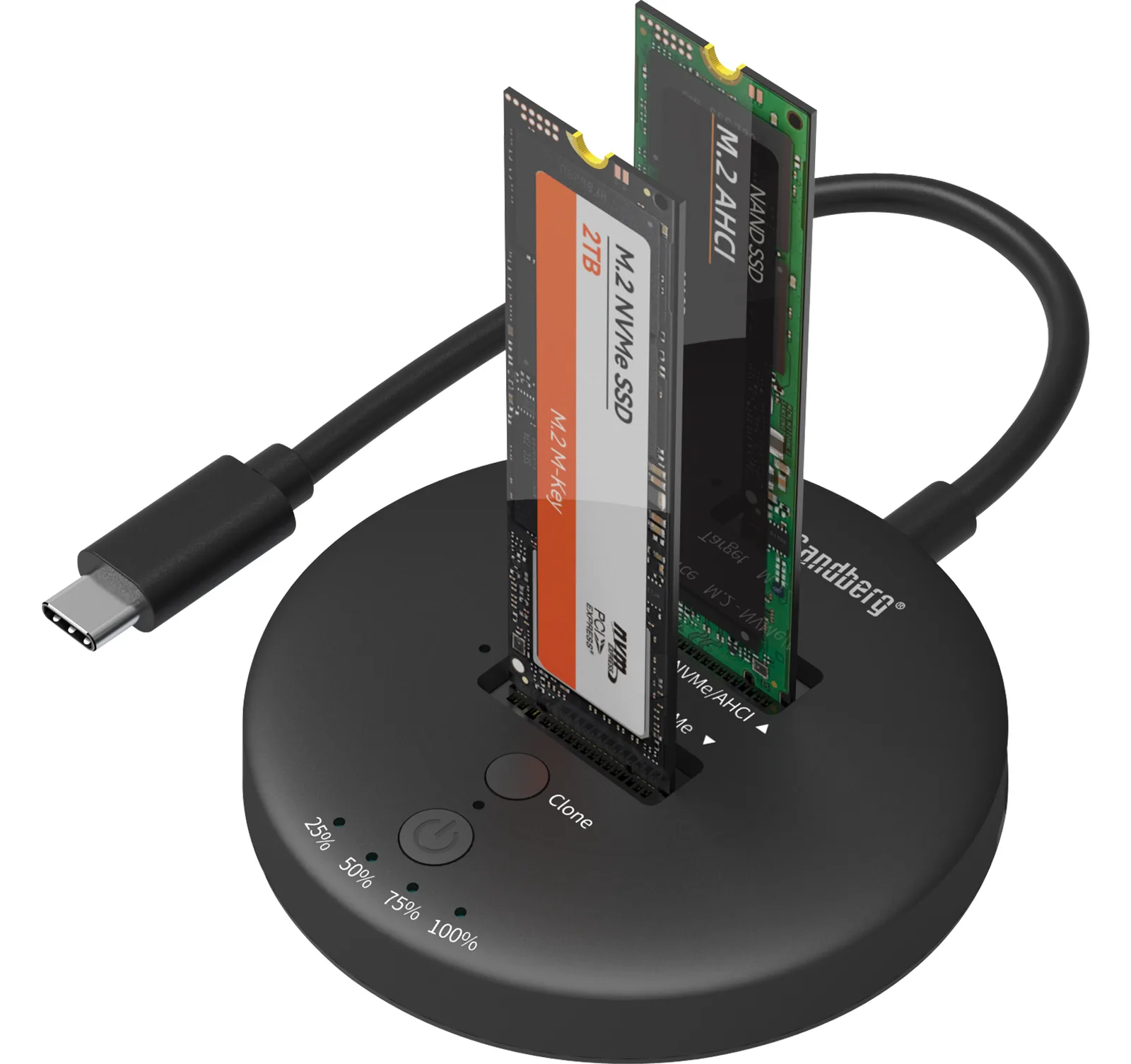 SANDBERG SSD-Dockingstation Schächte: 2 - M.2 - M.2 NVMe Card - USB-C 3.2 (Gen 2), Ansicht 3