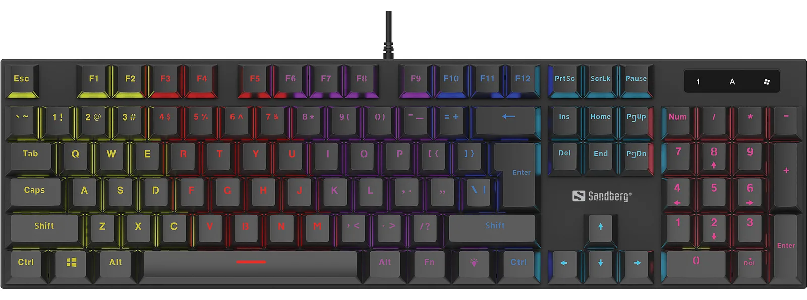 SANDBERG Tastatur - Hintergrundbeleuchtung - TL: Deutsch, QWERTZ, Ansicht 2
