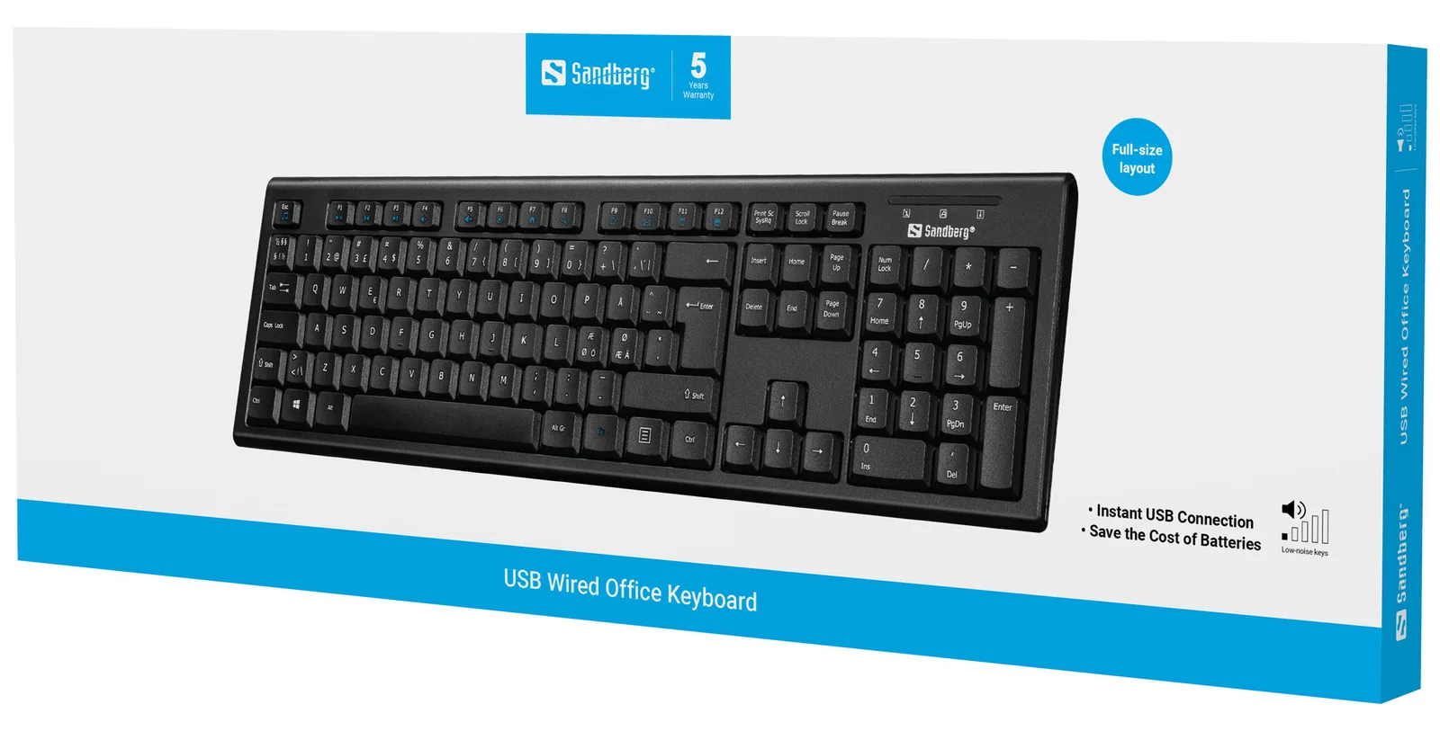 SANDBERG Tastatur - USB - TL: Nordisch, QWERTY, Ansicht 2