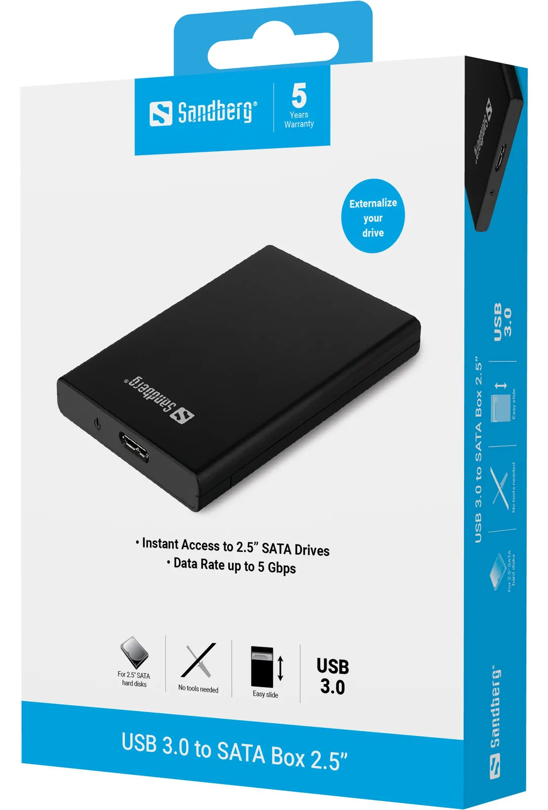 SANDBERG USB 3.0 to SATA Box 2.5 - Speichergehäuse - 2.5 (6.4 cm), Ansicht 2