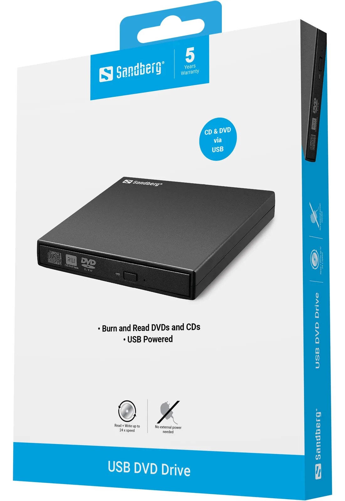 SANDBERG USB Mini DVD Burner - Laufwerk - DVD-RW, Ansicht 2