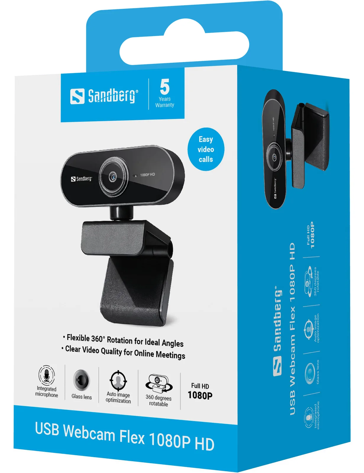 SANDBERG USB Webcam Flex - Webcam - Farbe - 2 MP, Ansicht 2