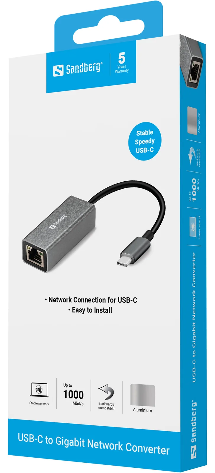 SANDBERG USB-C to Network Converter - Netzwerkadapter, Ansicht 2