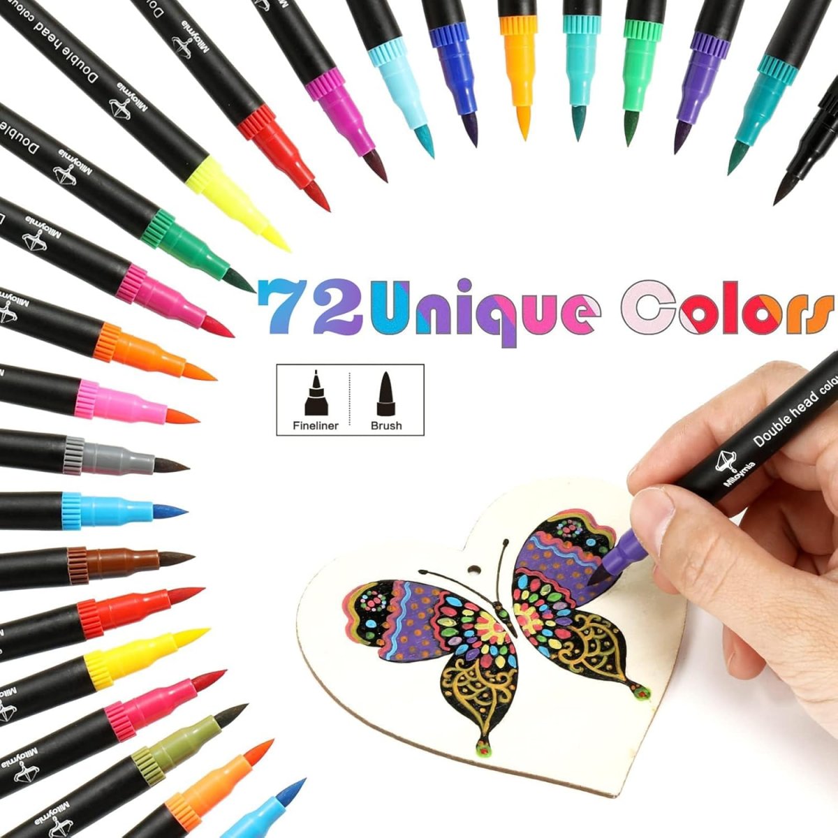 Mitoymia Dual Brush Pen Set Filzstifte 72 Farben Pinselstifte Marker Fineliner für Malbücher stifte set, Handlettering, Mandala Lettering, Stifte,Erwachsene — Bild 2