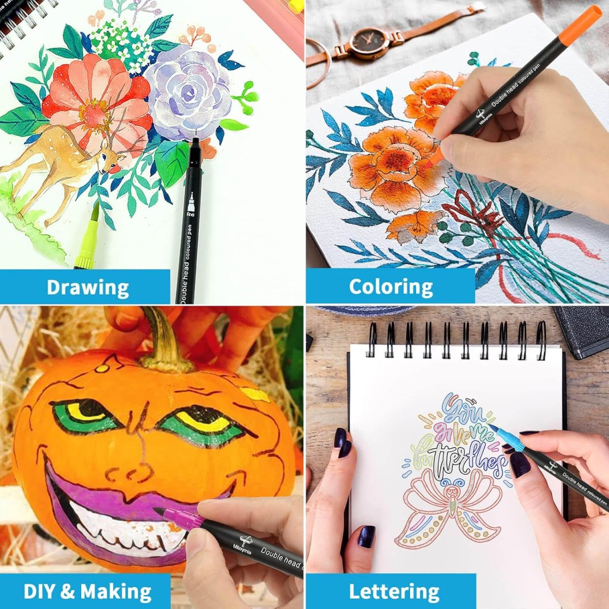 Mitoymia Dual Brush Pen Set Filzstifte 72 Farben Pinselstifte Marker Fineliner für Malbücher stifte set, Handlettering, Mandala Lettering, Stifte,Erwachsene — Bild 7